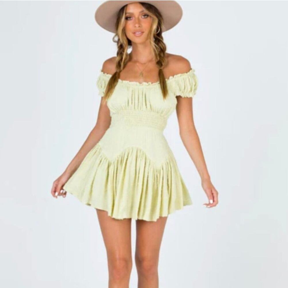 Princess Polly Anastasiya Mini Dress/Romper Lime size 4 NWT